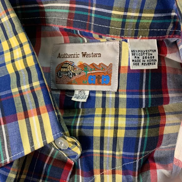 Vintage ATB Authentic Western snap Shirt 15 1/2 - Picture 3 of 4